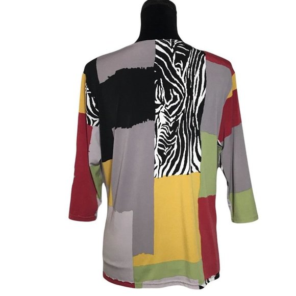 Valentina Rhinestone Colorblock 3/4 Sleeve Top - Size Medium - Picture 3 of 5